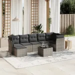 Set canapele de grădină cu perne, 8 piese, gri, poliratan GartenMobel Dekor