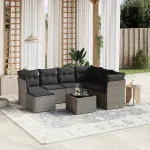 Set canapele de grădină cu perne, 8 piese, gri, poliratan GartenMobel Dekor