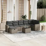 Set canapele de grădină cu perne, 8 piese, gri, poliratan GartenMobel Dekor