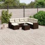 Set canapele de grădină cu perne, 8 piese, maro, poliratan GartenMobel Dekor