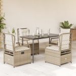 Set mobilier de grădină cu perne, 5 piese, bej, poliratan GartenMobel Dekor