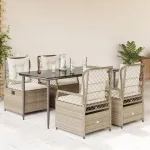 Set mobilier de grădină cu perne, 5 piese, bej, poliratan GartenMobel Dekor