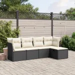 Set mobilier de grădină cu perne, 5 piese, negru, poliratan GartenMobel Dekor