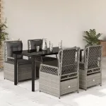 Set mobilier de grădină cu perne, 5 piese gri deschis poliratan GartenMobel Dekor