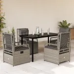 Set mobilier de grădină cu perne, 5 piese gri deschis poliratan GartenMobel Dekor