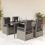 Set mobilier de grădină cu perne, 5 piese gri deschis poliratan GartenMobel Dekor