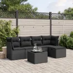 Set mobilier de grădină cu perne, 6 piese, negru, poliratan GartenMobel Dekor