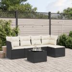 Set mobilier de grădină cu perne, 6 piese, negru, poliratan GartenMobel Dekor