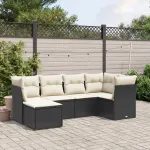 Set mobilier de grădină cu perne, 6 piese, negru, poliratan GartenMobel Dekor