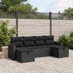 Set mobilier de grădină cu perne, 6 piese, negru, poliratan GartenMobel Dekor