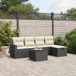 Set mobilier de grădină cu perne, 6 piese, negru, poliratan GartenMobel Dekor
