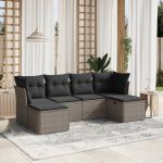 Set mobilier grădină cu perne, 6 piese, gri, poliratan GartenMobel Dekor