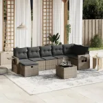 Set canapele de grădină cu perne, 8 piese, gri, poliratan GartenMobel Dekor