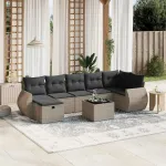 Set canapele de grădină cu perne, 8 piese, gri, poliratan GartenMobel Dekor