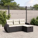Set mobilier de grădină cu perne, 4 piese, negru, poliratan GartenMobel Dekor