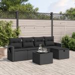 Set mobilier de grădină cu perne, 6 piese, negru, poliratan GartenMobel Dekor