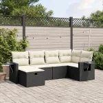 Set mobilier de grădină cu perne, 6 piese, negru, poliratan GartenMobel Dekor
