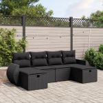 Set mobilier de grădină cu perne, 6 piese, negru, poliratan GartenMobel Dekor