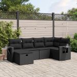 Set mobilier de grădină cu perne, 6 piese, negru, poliratan GartenMobel Dekor