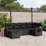 Set mobilier de grădină cu perne, 6 piese, negru, poliratan GartenMobel Dekor
