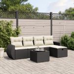 Set mobilier de grădină cu perne, 6 piese, negru, poliratan GartenMobel Dekor