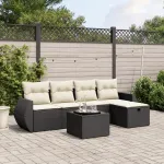 Set mobilier de grădină cu perne, 6 piese, negru, poliratan GartenMobel Dekor