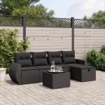 Set mobilier de grădină cu perne, 6 piese, negru, poliratan GartenMobel Dekor
