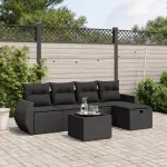 Set mobilier de grădină cu perne, 6 piese, negru, poliratan GartenMobel Dekor