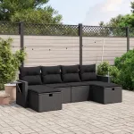 Set mobilier de grădină cu perne, 6 piese, negru, poliratan GartenMobel Dekor