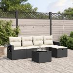 Set mobilier de grădină cu perne, 6 piese, negru, poliratan GartenMobel Dekor