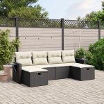 Set mobilier de grădină cu perne, 6 piese, negru, poliratan GartenMobel Dekor