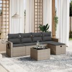 Set mobilier grădină cu perne, 6 piese, gri, poliratan GartenMobel Dekor