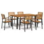 Set mobilier de grădină, 7 piese, lemn masiv de acacia și metal GartenMobel Dekor