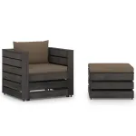Set mobilier grădină, 2 piese, cu perne, gri, lemn impregnat GartenMobel Dekor