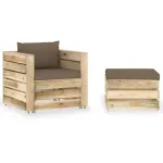 Set mobilier grădină, 2 piese, cu perne, verde, lemn impregnat GartenMobel Dekor