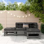 Set mobilier relaxare de grădină, 4 piese, gri, lemn masiv pin GartenMobel Dekor