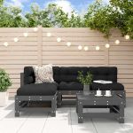 Set mobilier relaxare de grădină 5 piese gri lemn masiv de pin GartenMobel Dekor