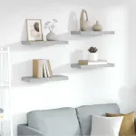 Rafturi perete suspendate, 4 buc., gri beton, 50x23x3,8 cm, MDF GartenMobel Dekor