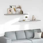 Rafturi perete suspendate 2 buc. gri beton 120x23,5x3,8 cm MDF GartenMobel Dekor