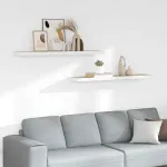 Rafturi perete suspendate 2 buc. stejar/alb 120x23,5x3,8 cm MDF GartenMobel Dekor