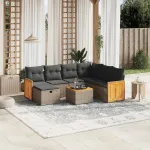 Set canapele de grădină cu perne, 8 piese, gri, poliratan GartenMobel Dekor