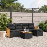Set mobilier de grădină cu perne, 6 piese, negru, poliratan GartenMobel Dekor