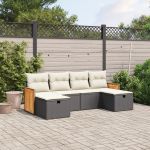 Set mobilier de grădină cu perne, 6 piese, negru, poliratan GartenMobel Dekor