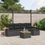 Set mobilier de grădină cu perne, 6 piese, negru, poliratan GartenMobel Dekor
