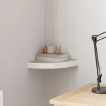 Raft de perete de colț, stejar și alb, 25x25x3,8 cm, MDF GartenMobel Dekor