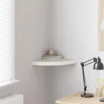 Raft de perete de colț, stejar și alb, 35x35x3,8 cm, MDF GartenMobel Dekor