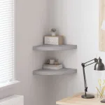 Rafturi de colț de perete 2 buc. gri beton 35x35x3,8 cm MDF GartenMobel Dekor