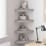 Rafturi de colț de perete 4 buc. gri beton 35x35x3,8 cm MDF GartenMobel Dekor