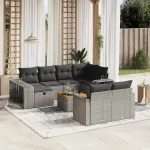 Set canapele de grădină cu perne, 11 piese, gri, poliratan GartenMobel Dekor