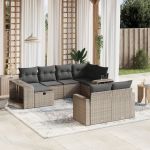 Set mobilier de grădină cu perne, 10 piese, gri, poliratan GartenMobel Dekor